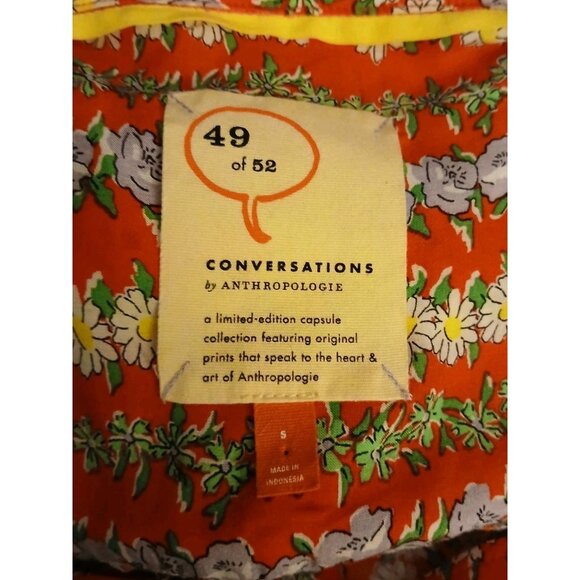 Anthropologie 49 Of 52 Conversations Button Up Blouse Size Small Red Floral - Picture 4 of 9
